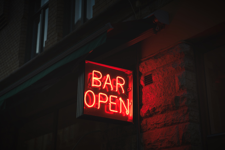 Neon Sign Board, Bar Open