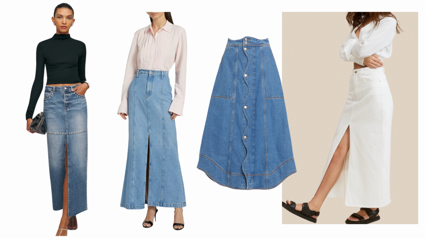 Denim x Satin Skirt