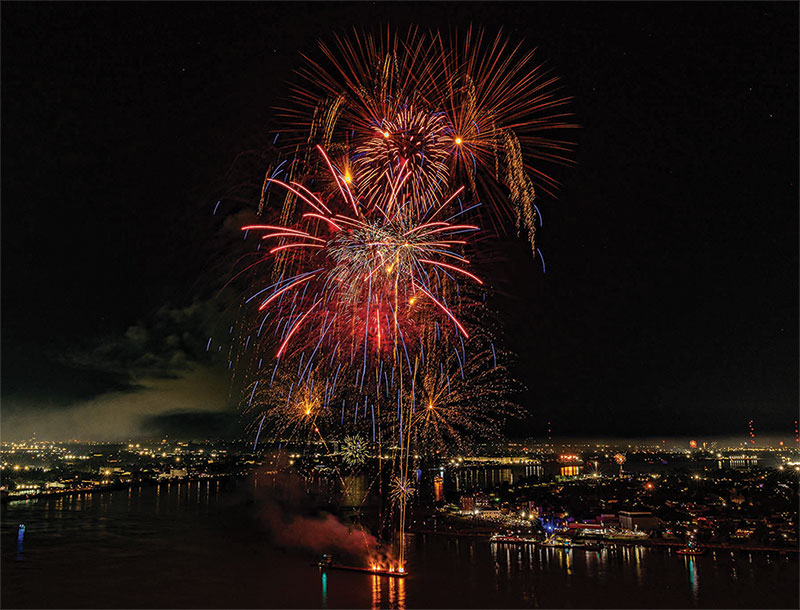 Fireworks over the river