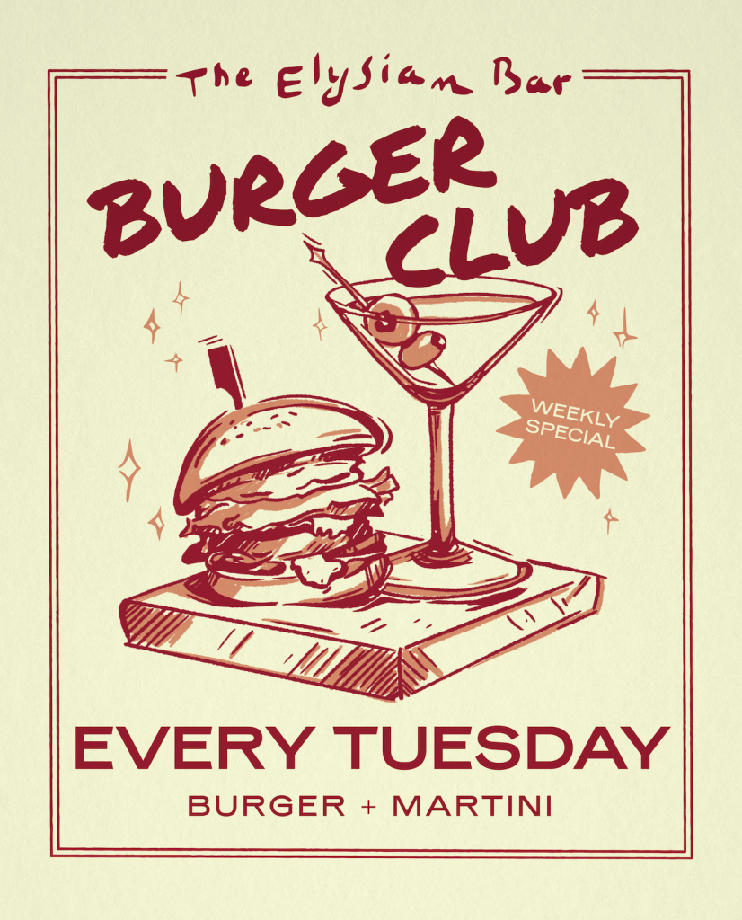 Burger Club at The Elysian Bar, New Tuesday Night Special