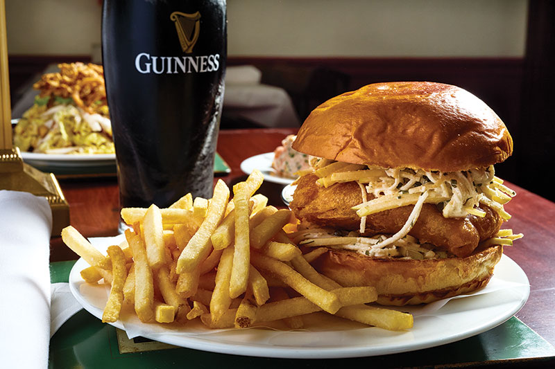 Fish and chips sandwich platter