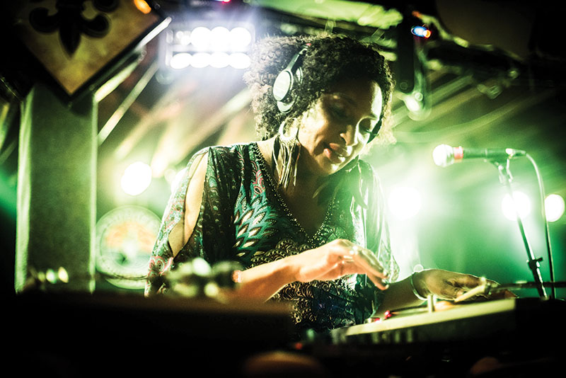 DJ Soul Sister on stage, performing a set