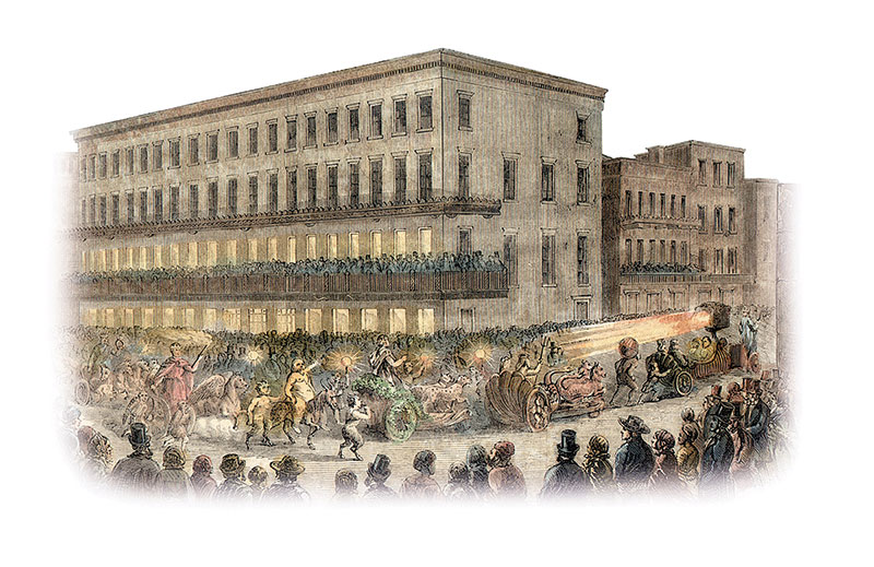 Comus Vintage illustration of one of the earliest parades
