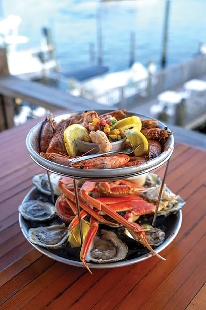 Southern Escapes Along the Gulf Coast Oysters, shrimp, and crablegs two tiered platter