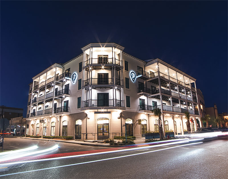 Southern Escapes Along the Gulf Coast Exterior of the The Pearl Hotel (four stories high)